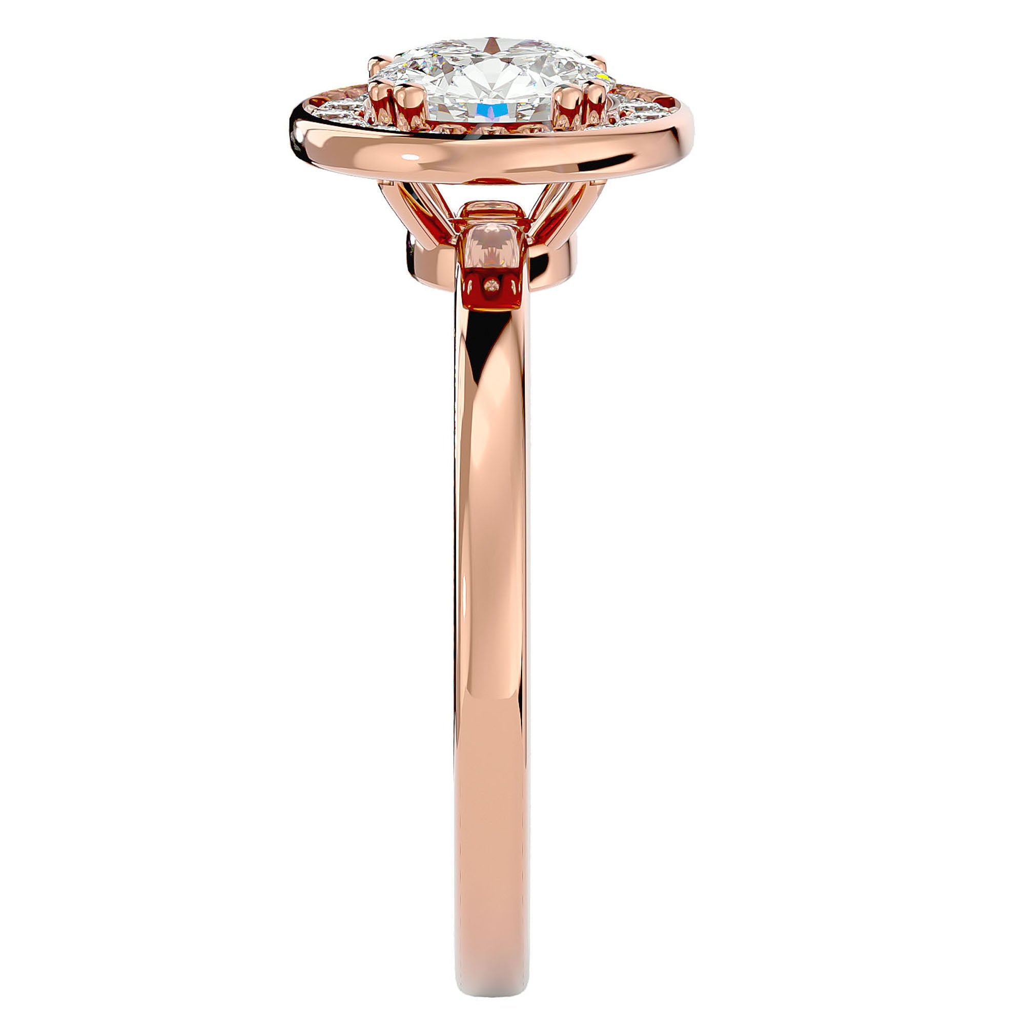 Inel de Logodnă din Aur 14k cu Moissanite Brilliant Halo de 0.98 ct din 14k Aur Roz - Castelo.ro
