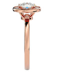 Inel de Logodnă din Aur 14k cu Moissanite Brilliant Halo de 0.98 ct din 14k Aur Roz - Castelo.ro