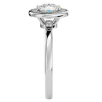 Inel de Logodnă din Aur 14k cu Diamante Create în Laborator Brilliant Halo de 0.98 ct din 14k Aur Alb - Castelo.ro