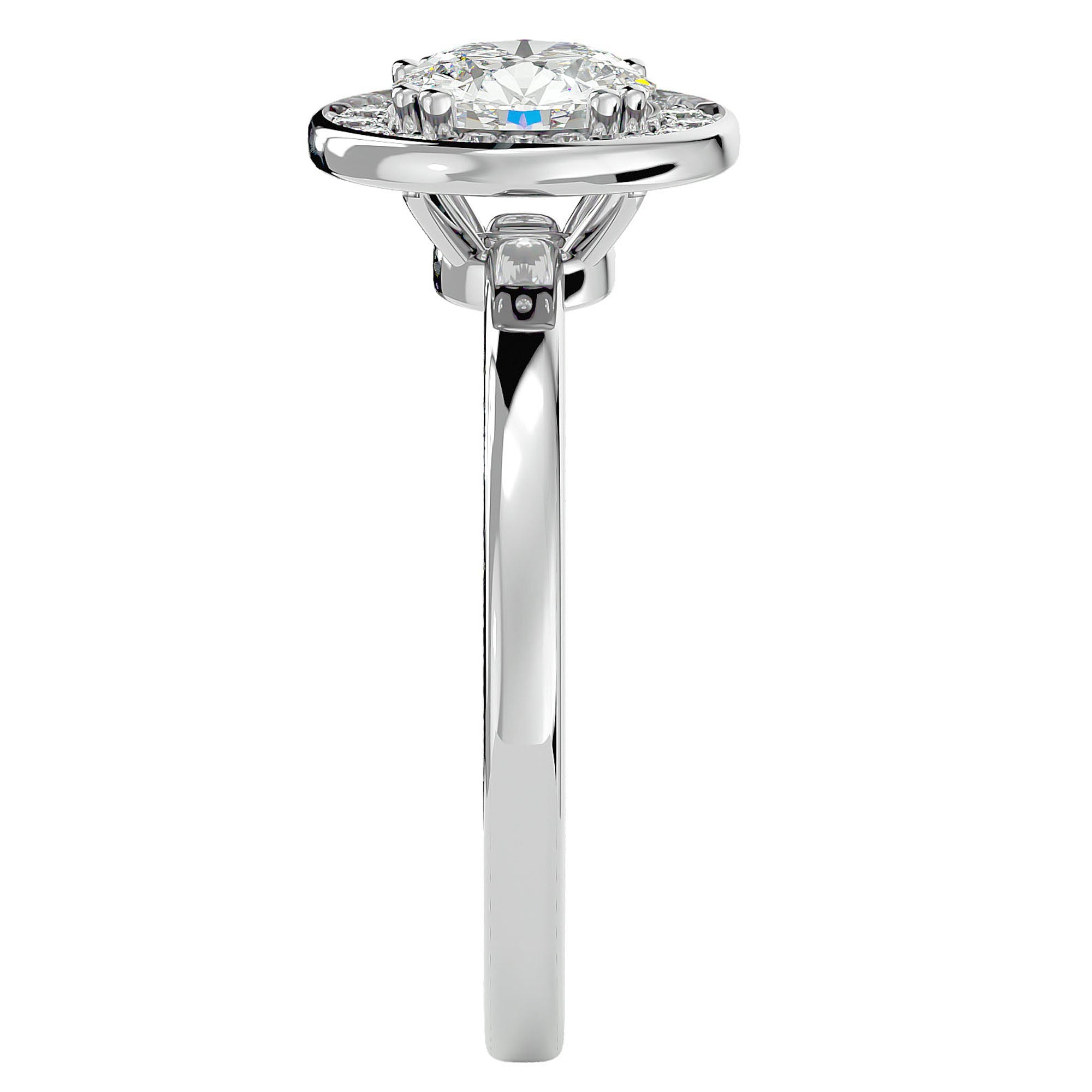 Inel de Logodnă cu Moissanite Brilliant Halo de 0.98 ct din Platina - Castelo.ro
