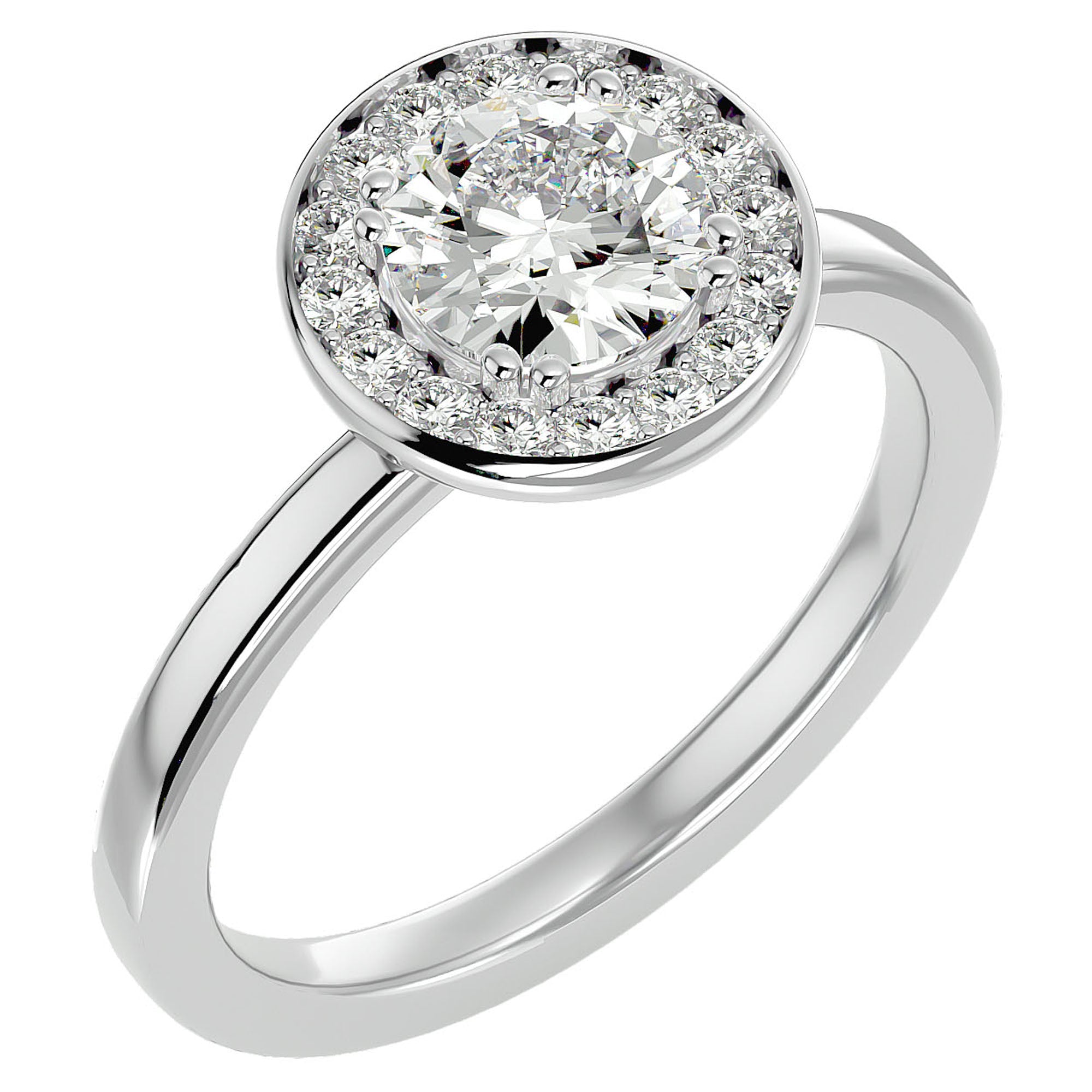 Inel de Logodnă cu Moissanite Brilliant Halo de 0.98 ct din Platina - Castelo.ro