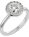Inel de Logodnă din Aur 14k cu Diamante Create în Laborator Brilliant Halo de 0.98 ct din 14k Aur Alb - Castelo.ro