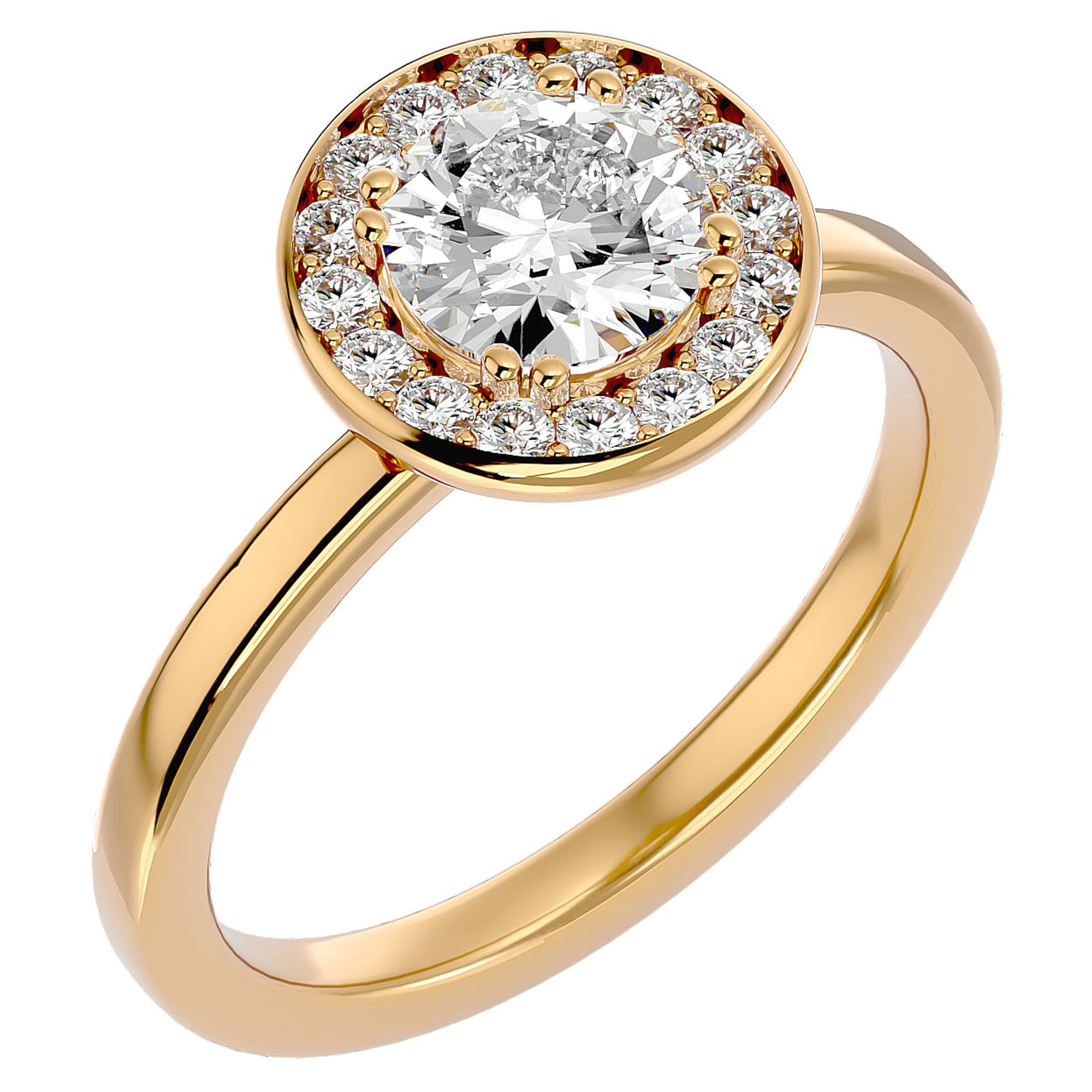 Inel de Logodnă din Aur 14k cu Moissanite Brilliant Halo de 0.98 ct din 14k Aur Galben - Castelo.ro