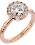 Inel de Logodnă din Aur 14k cu Moissanite Brilliant Halo de 0.98 ct din 14k Aur Roz - Castelo.ro