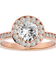 Inel de Logodnă din Aur 14k cu Diamante Create în Laborator Brilliant Halo Pavé de 1.20 ct din 14k Aur Roz - Castelo.ro