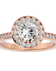 Inel de Logodnă din Aur 14k cu Diamante Create în Laborator Brilliant Halo Pavé de 1.20 ct din 14k Aur Roz - Castelo.ro