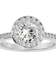 Inel de Logodnă din Aur 14k cu Moissanite Brilliant Halo Pavé de 1.20 ct din 14k Aur Alb - Castelo.ro