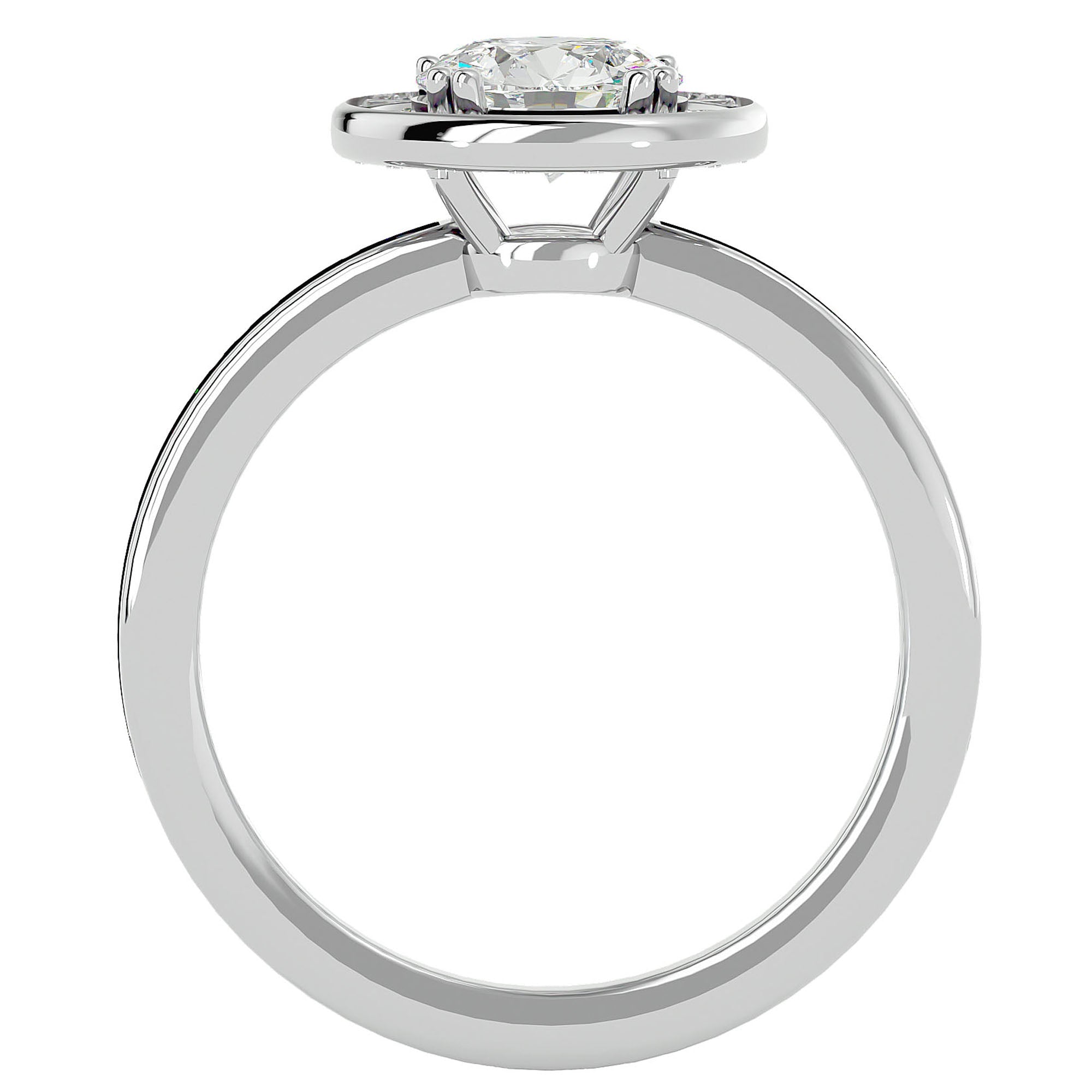 Inel de Logodnă cu Diamante Naturale Brilliant Halo Pavé de 1.20 ct din Platina - Castelo.ro