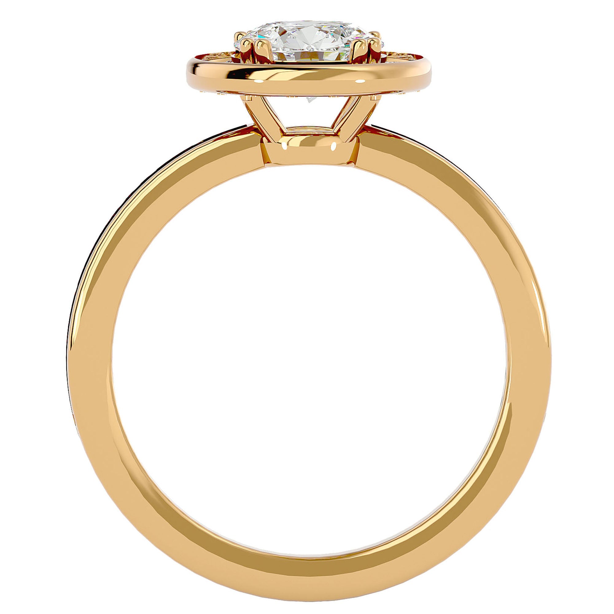 Inel de Logodnă din Aur 14k cu Diamante Create în Laborator Brilliant Halo Pavé de 1.20 ct din 14k Aur Galben - Castelo.ro