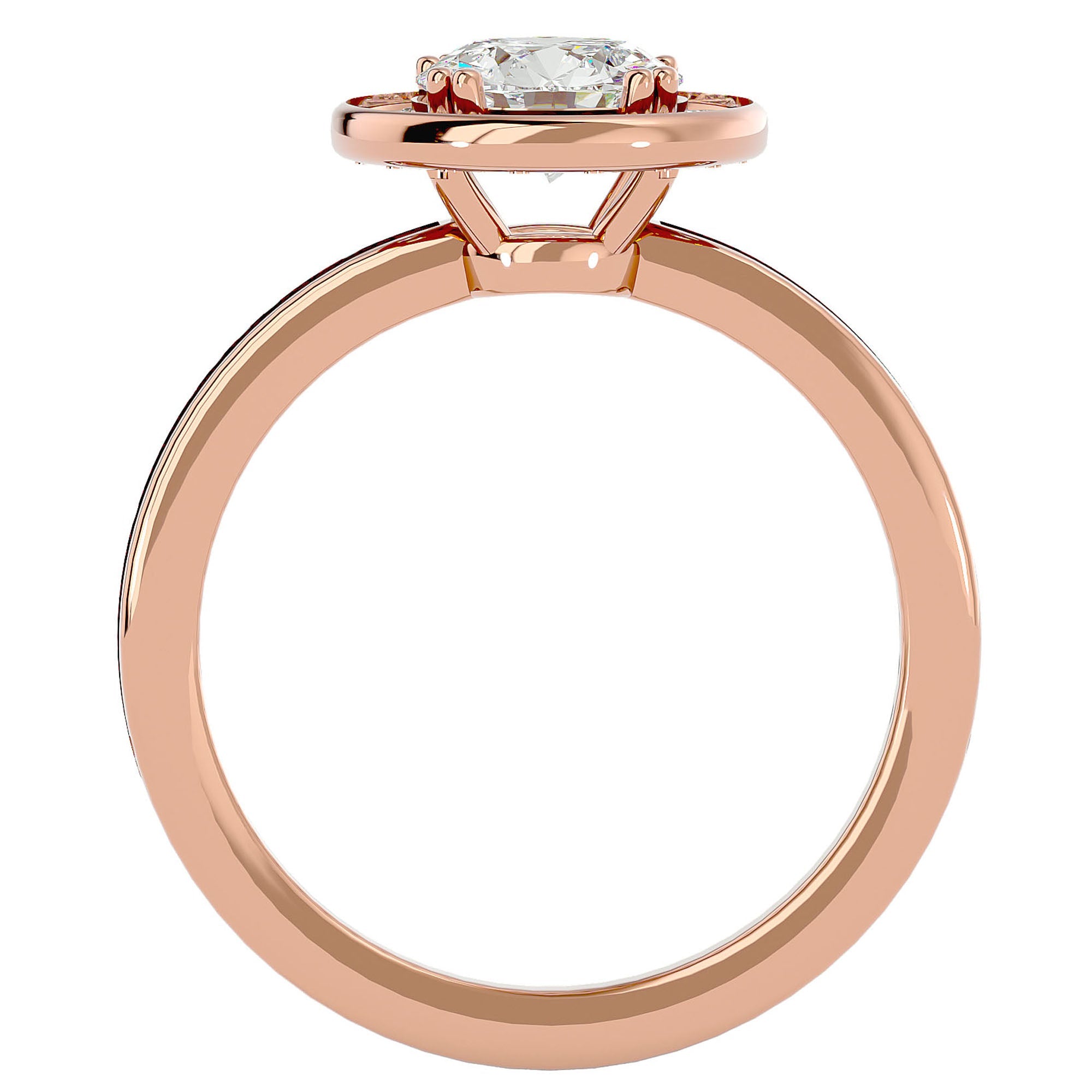 Inel de Logodnă din Aur 14k cu Moissanite Brilliant Halo Pavé de 1.20 ct din 14k Aur Roz - Castelo.ro