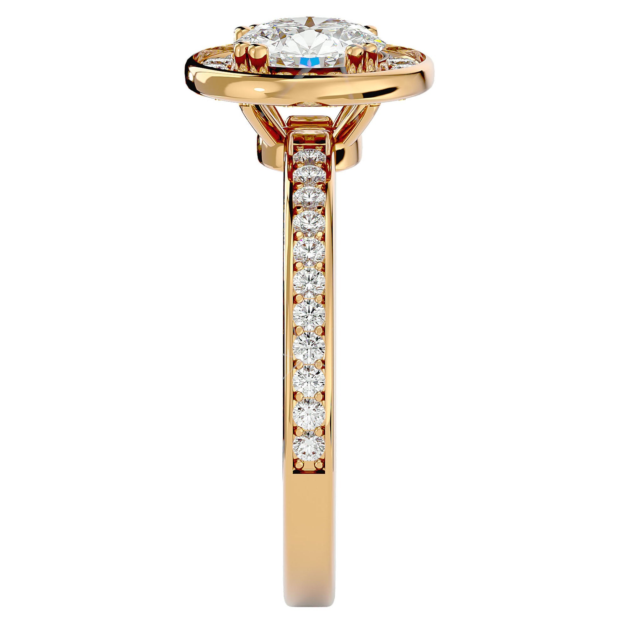Inel de Logodnă din Aur 14k cu Diamante Naturale Brilliant Halo Pavé de 1.20 ct din 14k Aur Galben - Castelo.ro