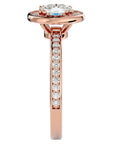Inel de Logodnă din Aur 14k cu Diamante Create în Laborator Brilliant Halo Pavé de 1.20 ct din 14k Aur Roz - Castelo.ro