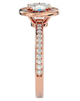 Inel de Logodnă din Aur 14k cu Diamante Create în Laborator Brilliant Halo Pavé de 1.20 ct din 14k Aur Roz - Castelo.ro