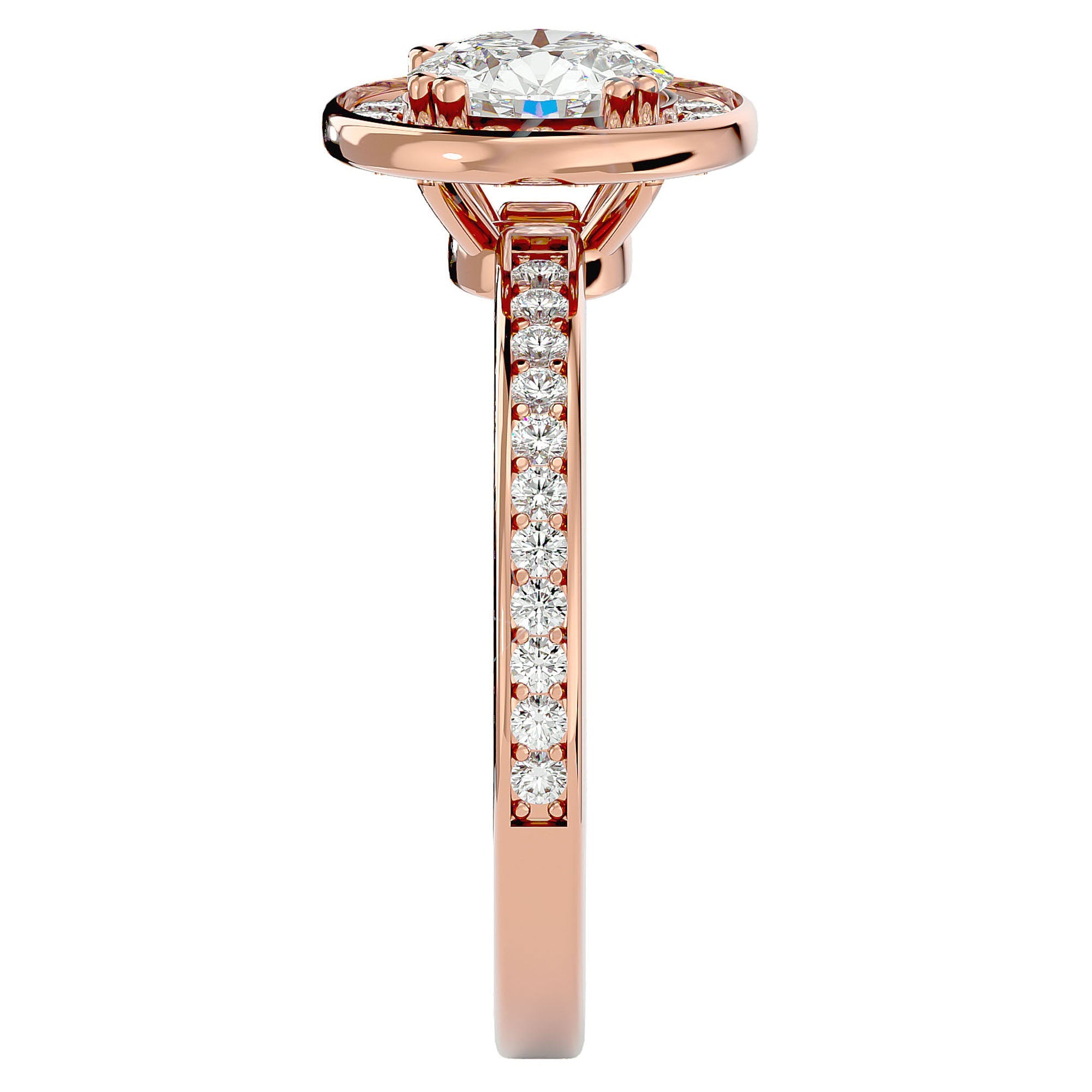 Inel de Logodnă din Aur 14k cu Moissanite Brilliant Halo Pavé de 1.20 ct din 14k Aur Roz - Castelo.ro