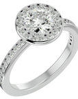 Inel de Logodnă din Aur 14k cu Moissanite Brilliant Halo Pavé de 1.20 ct din 14k Aur Alb - Castelo.ro