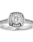 Inel de Logodnă Retro cu Moissanite Brilliant Halo Pavé de 1.03 ct din Platina - Castelo.ro