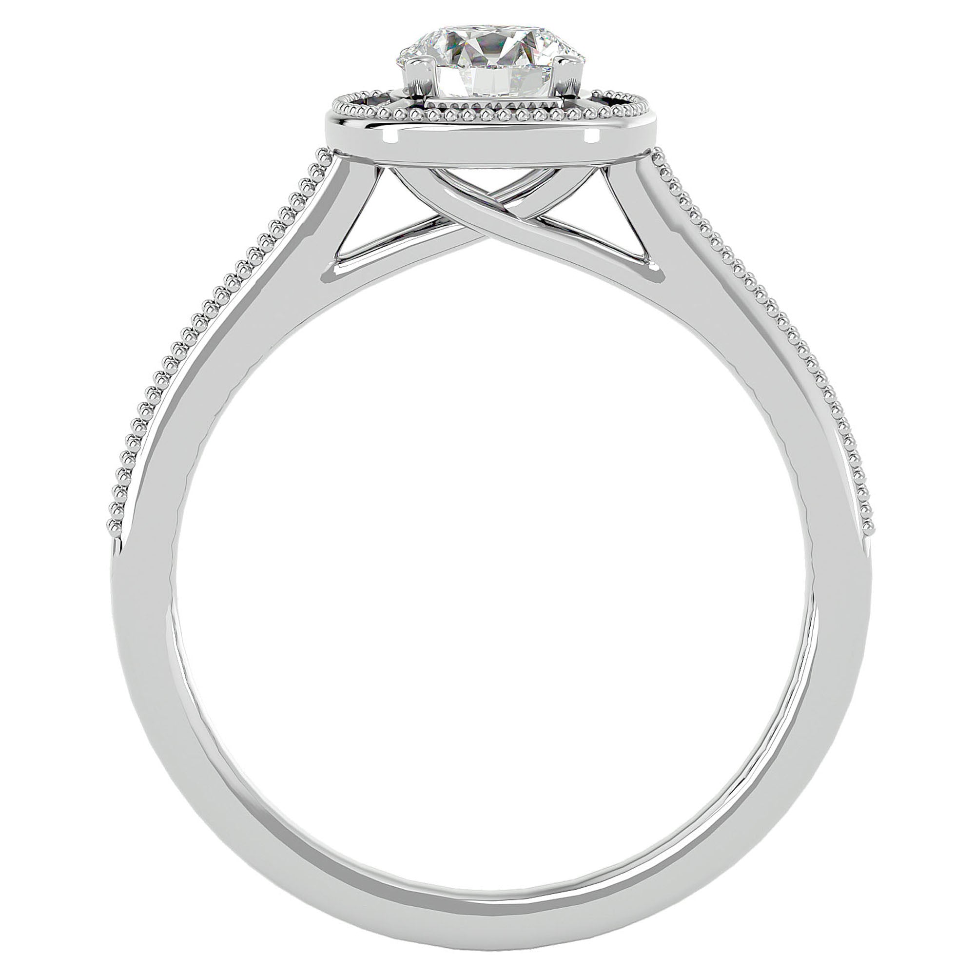 Inel de Logodnă Retro din Aur 14k cu Diamante Create în Laborator Brilliant Halo Pavé de 1.03 ct din 14k Aur Alb - Castelo.ro
