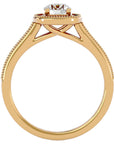 Inel de Logodnă Retro cu Diamante Create în Laborator Brilliant Halo Pavé de 1.03 ct din 18k Aur Galben - Castelo.ro