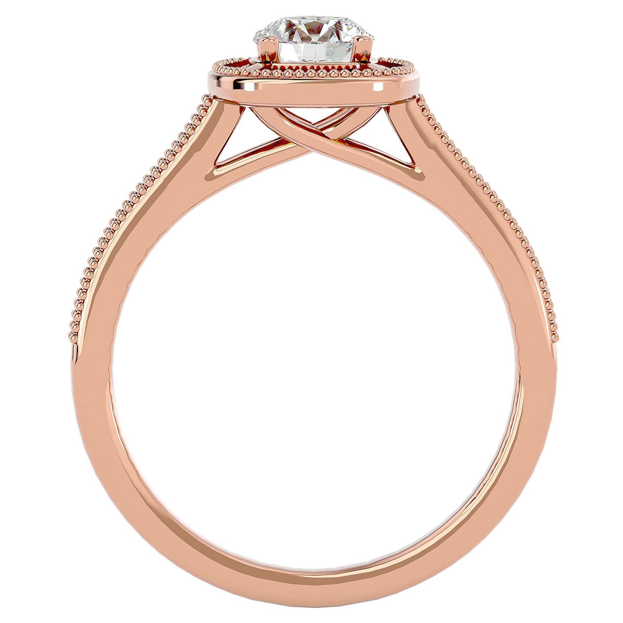 Inel de Logodnă Retro cu Moissanite Brilliant Halo Pavé de 1.03 ct din 18k Aur Roz - Castelo.ro