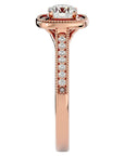 Inel de Logodnă Retro cu Diamante Naturale Brilliant Halo Pavé de 1.03 ct din 18k Aur Roz - Castelo.ro