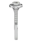 Inel de Logodnă Retro cu Diamante Naturale Brilliant Halo Pavé de 1.03 ct din Platina - Castelo.ro