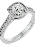 Inel de Logodnă Retro cu Moissanite Brilliant Halo Pavé de 1.03 ct din Platina - Castelo.ro