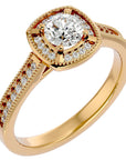 Inel de Logodnă Retro cu Diamante Create în Laborator Brilliant Halo Pavé de 1.03 ct din 18k Aur Galben - Castelo.ro