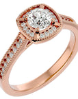 Inel de Logodnă Retro cu Diamante Create în Laborator Brilliant Halo Pavé de 1.03 ct din 18k Aur Roz - Castelo.ro