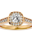 Inel de Logodnă Vintage cu Diamante Create în Laborator Brilliant Halo Pavé de 0.98 ct din 18k Aur Galben - Castelo.ro