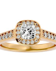 Inel de Logodnă Vintage din Aur 14k cu Diamante Create în Laborator Brilliant Halo Pavé de 0.98 ct din 14k Aur Galben - Castelo.ro