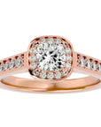 Inel de Logodnă Vintage din Aur 14k cu Diamante Create în Laborator Brilliant Halo Pavé de 0.98 ct din 14k Aur Roz - Castelo.ro