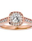 Inel de Logodnă Vintage cu Diamante Create în Laborator Brilliant Halo Pavé de 0.98 ct din 18k Aur Roz - Castelo.ro
