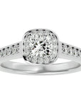 Inel de Logodnă Vintage din Aur 14k cu Diamante Create în Laborator Brilliant Halo Pavé de 0.98 ct din 14k Aur Alb - Castelo.ro