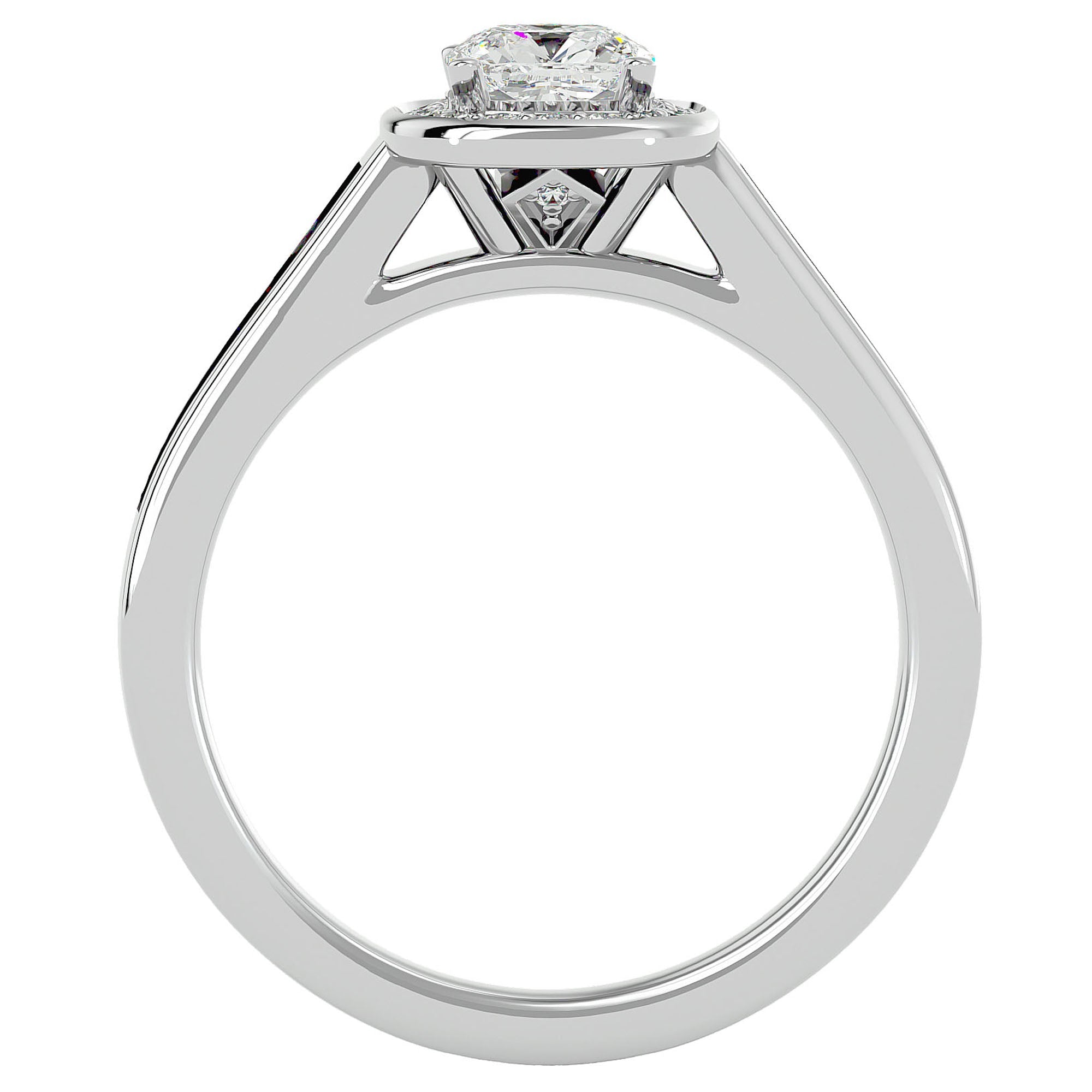 Inel de Logodnă Vintage din Aur 14k cu Diamante Create în Laborator Brilliant Halo Pavé de 0.98 ct din 14k Aur Alb - Castelo.ro