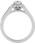 Inel de Logodnă Vintage din Aur 14k cu Diamante Create în Laborator Brilliant Halo Pavé de 0.98 ct din 14k Aur Alb - Castelo.ro