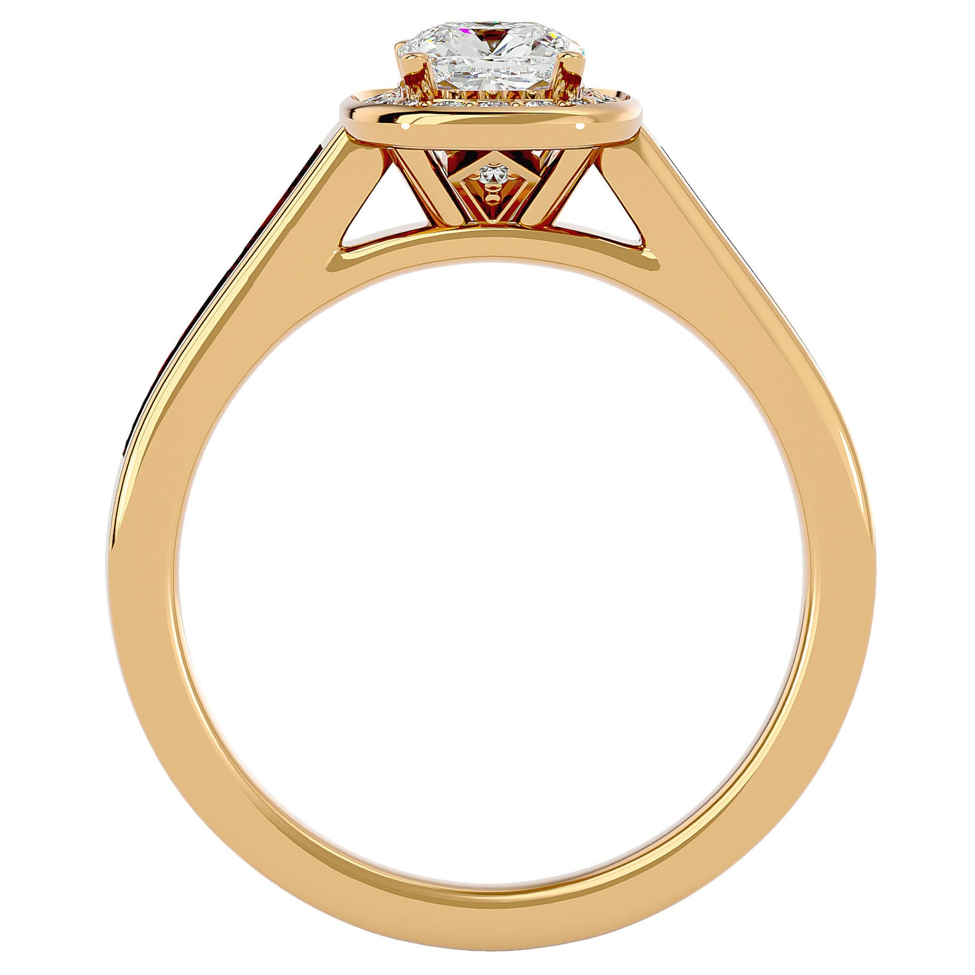 Inel de Logodnă Vintage din Aur 14k cu Diamante Create în Laborator Brilliant Halo Pavé de 0.98 ct din 14k Aur Galben - Castelo.ro