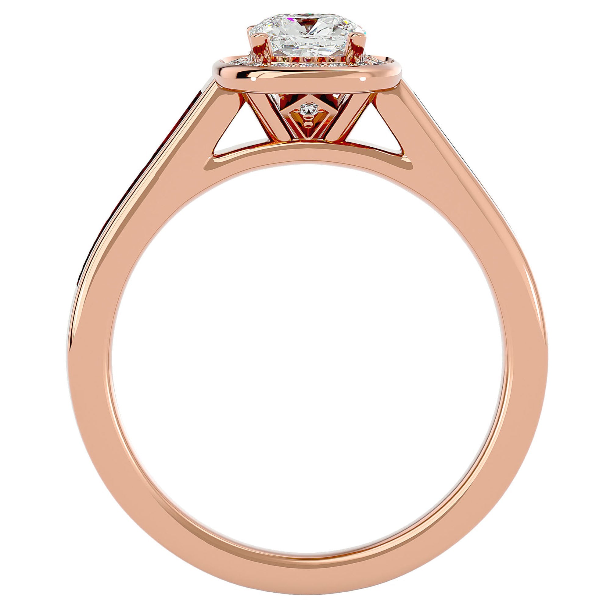 Inel de Logodnă Vintage din Aur 14k cu Moissanite Brilliant Halo Pavé de 0.98 ct din 14k Aur Roz - Castelo.ro