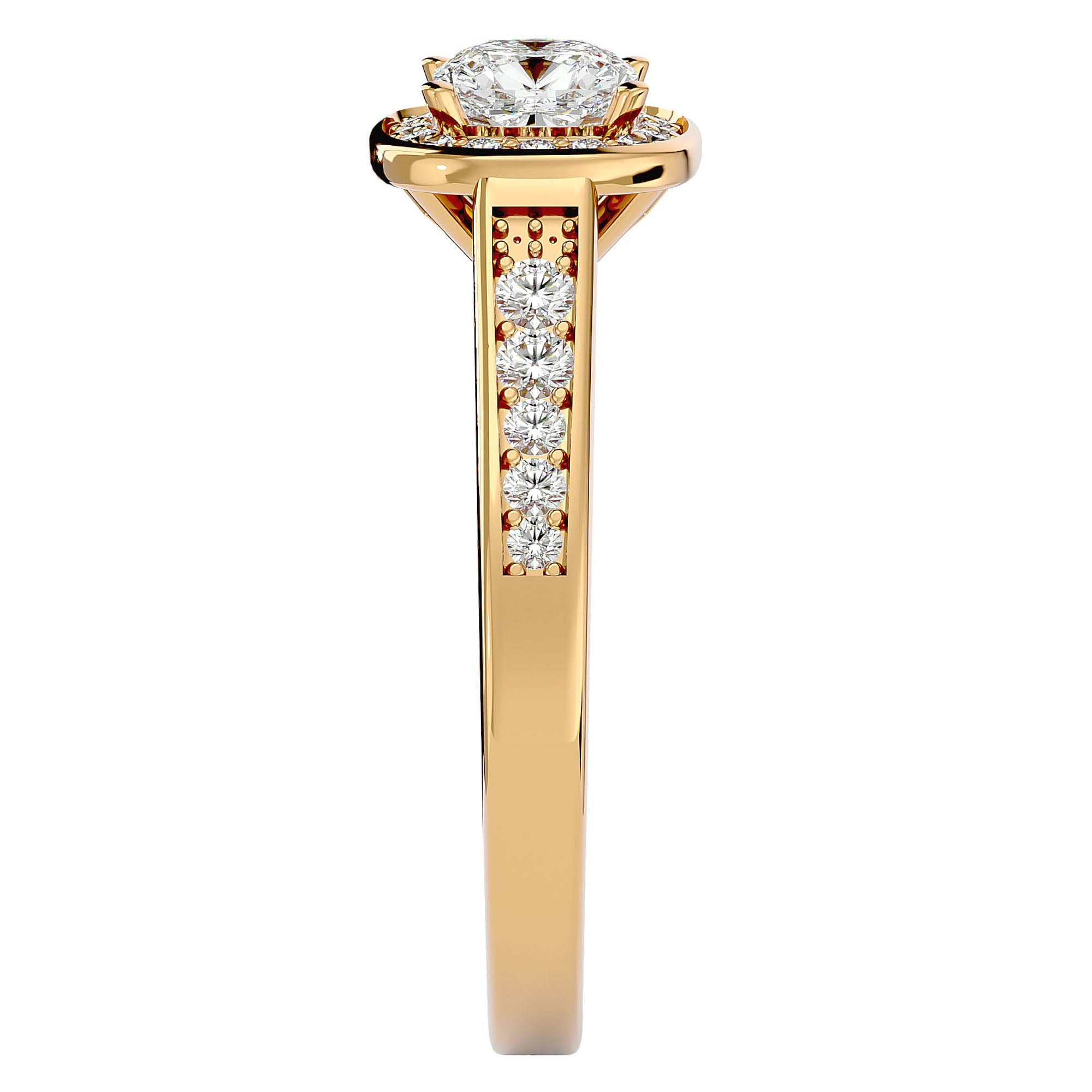 Inel de Logodnă Vintage din Aur 14k cu Diamante Create în Laborator Brilliant Halo Pavé de 0.98 ct din 14k Aur Galben - Castelo.ro