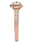 Inel de Logodnă Vintage cu Diamante Create în Laborator Brilliant Halo Pavé de 0.98 ct din 18k Aur Roz - Castelo.ro