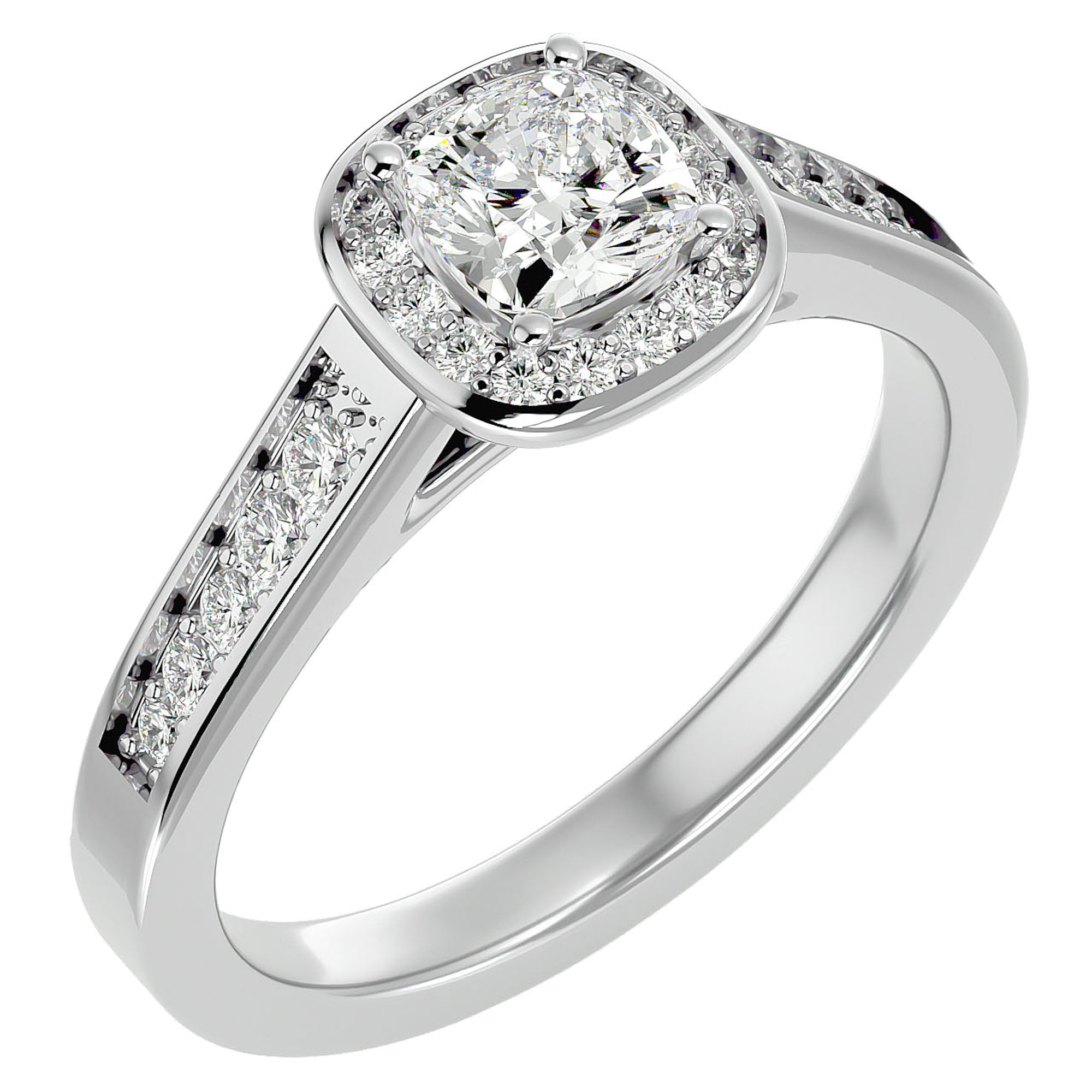 Inel de Logodnă Vintage din Aur 14k cu Diamante Create în Laborator Brilliant Halo Pavé de 0.98 ct din 14k Aur Alb - Castelo.ro