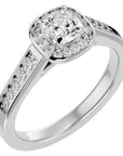 Inel de Logodnă Vintage din Aur 14k cu Diamante Create în Laborator Brilliant Halo Pavé de 0.98 ct din 14k Aur Alb - Castelo.ro