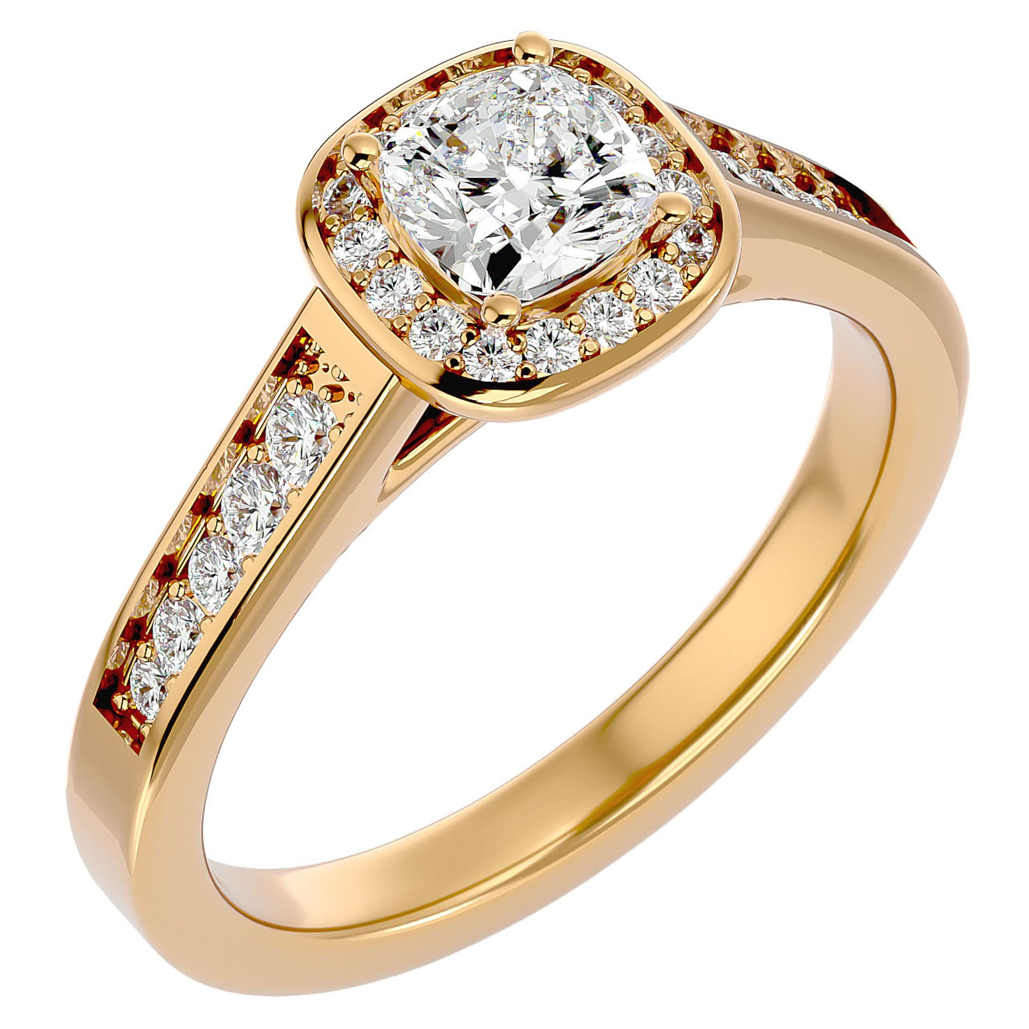Inel de Logodnă Vintage din Aur 14k cu Diamante Create în Laborator Brilliant Halo Pavé de 0.98 ct din 14k Aur Galben - Castelo.ro