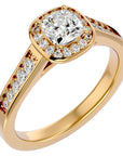 Inel de Logodnă Vintage cu Diamante Naturale Brilliant Halo Pavé de 0.98 ct din 18k Aur Galben - Castelo.ro
