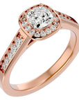 Inel de Logodnă Vintage cu Diamante Create în Laborator Brilliant Halo Pavé de 0.98 ct din 18k Aur Roz - Castelo.ro