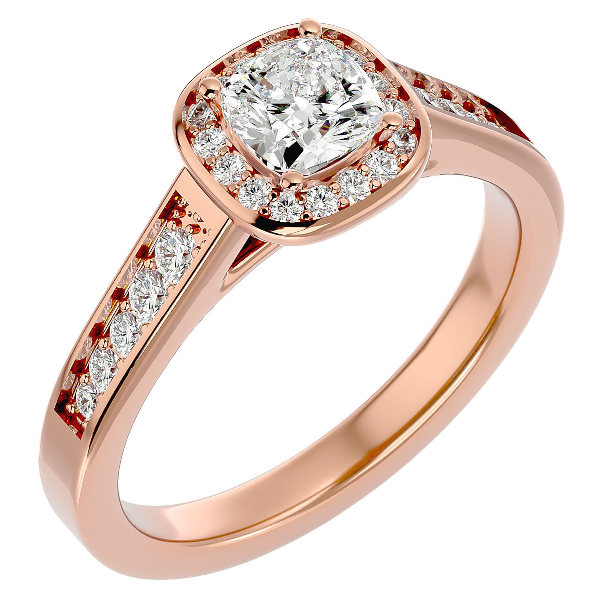 Inel de Logodnă Vintage cu Diamante Naturale Brilliant Halo Pavé de 0.98 ct din 18k Aur Roz - Castelo.ro