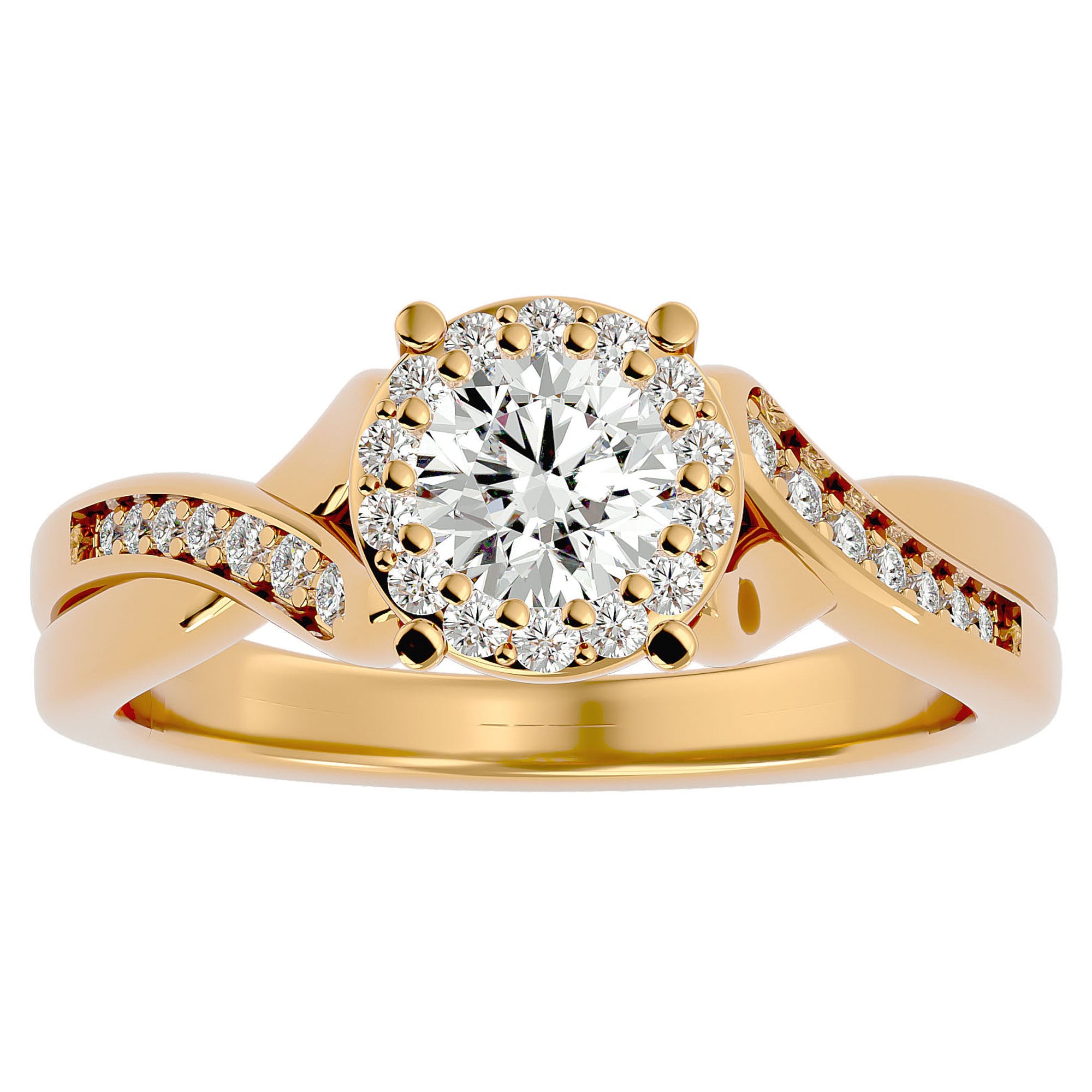 Inel de Logodnă cu Diamante Naturale Brilliant Pavé de 0.83 ct din 18k Aur Galben - Castelo.ro