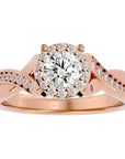 Inel de Logodnă din Aur 14k cu Diamante Create în Laborator Brilliant Pavé de 0.83 ct din 14k Aur Roz - Castelo.ro