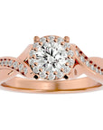 Inel de Logodnă cu Diamante Naturale Brilliant Pavé de 0.83 ct din 18k Aur Roz - Castelo.ro