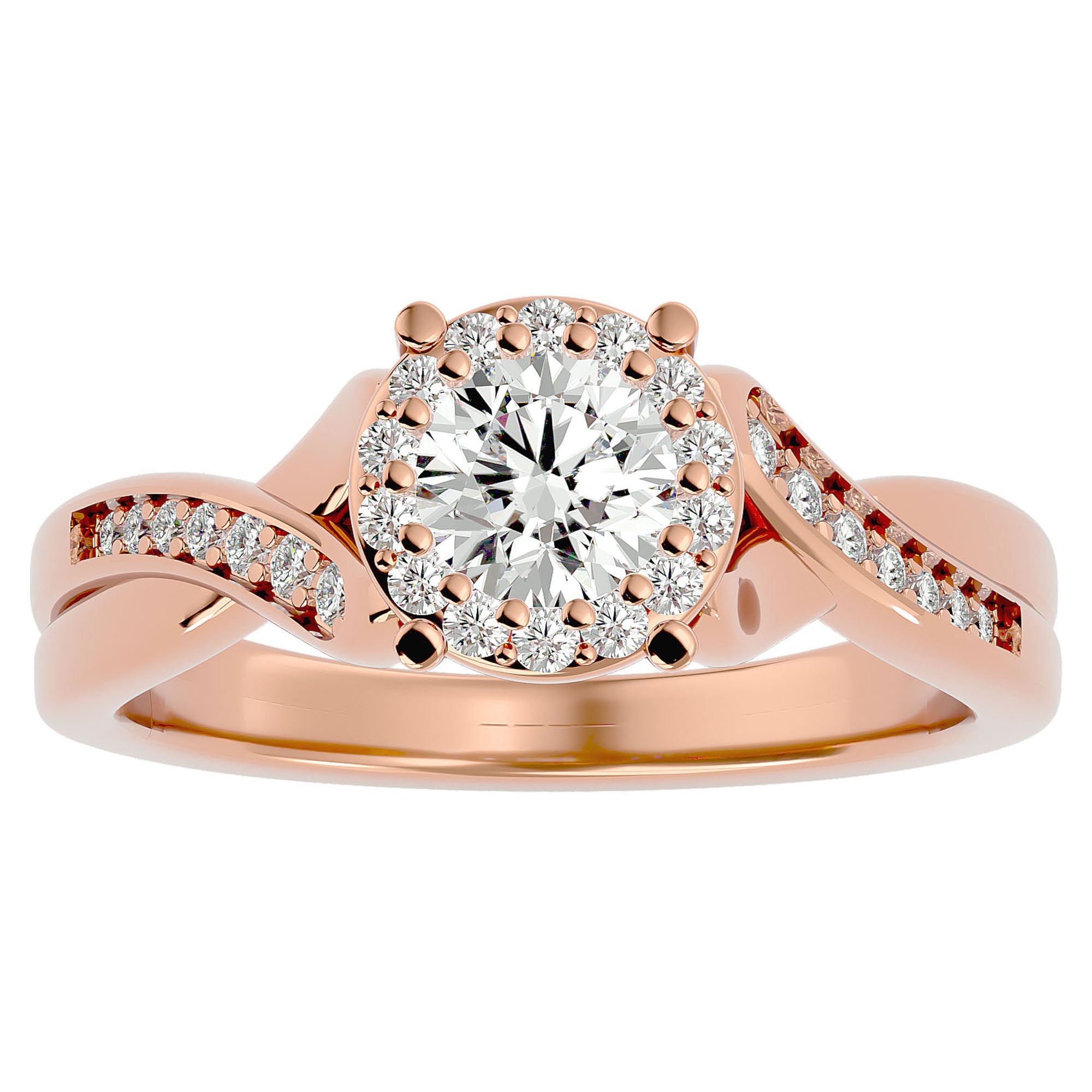 Inel de Logodnă din Aur 14k cu Moissanite Brilliant Pavé de 0.83 ct din 14k Aur Roz - Castelo.ro