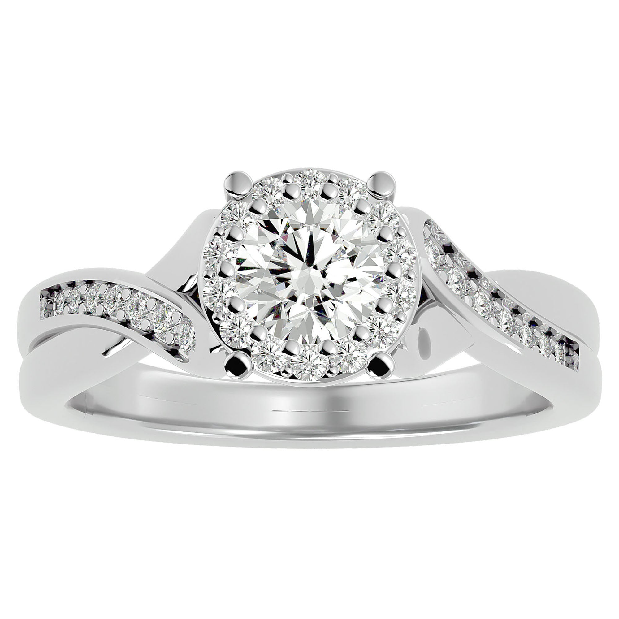 Inel de Logodnă cu Diamante Naturale Brilliant Pavé de 0.83 ct din Platina - Castelo.ro